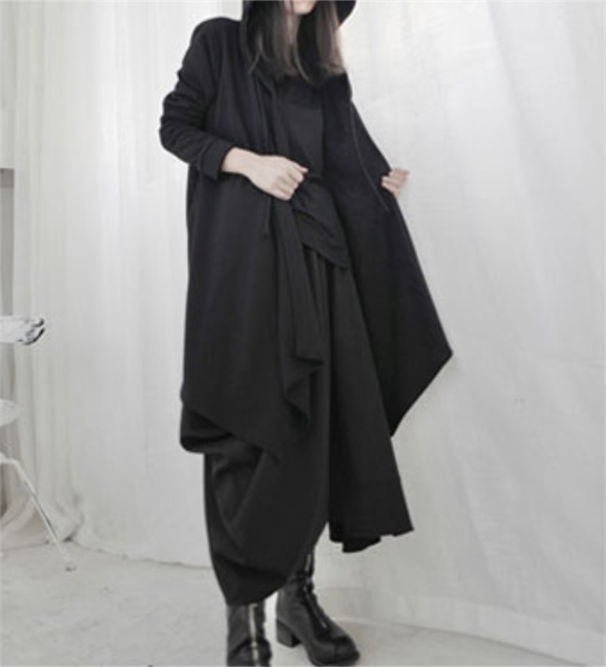 women's wool & blends fall ladies asymmetric split cardigan hoodie solid color long sleeves irregular design coat, Black
women's wool & blends fall ladies asymmetric split cardigan hoodie solid color long sleeves irregular design coat, Black