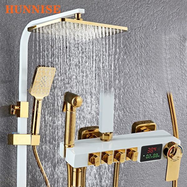 digital shower set white gold thermostatic bathroom system quality brass faucet temperature sets
digital shower set white gold thermostatic bathroom system quality brass faucet temperature sets