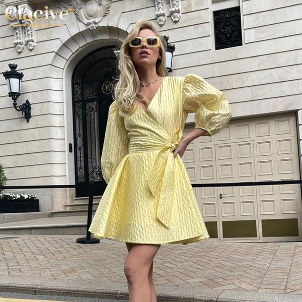 casual dresses clacive v-neck yellow women's dress 2021 autumn long sleeve mini elegant loose bandage ruched for women, Black;gray
casual dresses clacive v-neck yellow women's dress 2021 autumn long sleeve mini elegant loose bandage ruched for women, Black;gray