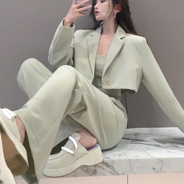 women's two piece pants office ladies suits three-piece set business buttoned wide leg blazer + bandage vest casual suit coat, White
women's two piece pants office ladies suits three-piece set business buttoned wide leg blazer + bandage vest casual suit coat, White