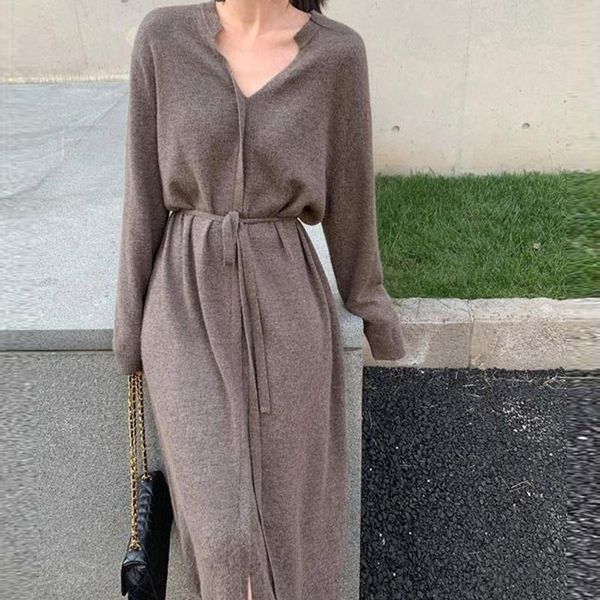 casual dresses autumn winter long loose knitted dress women with belt oversized fashion elegant female vintage causal robe, Black;gray
casual dresses autumn winter long loose knitted dress women with belt oversized fashion elegant female vintage causal robe, Black;gray
