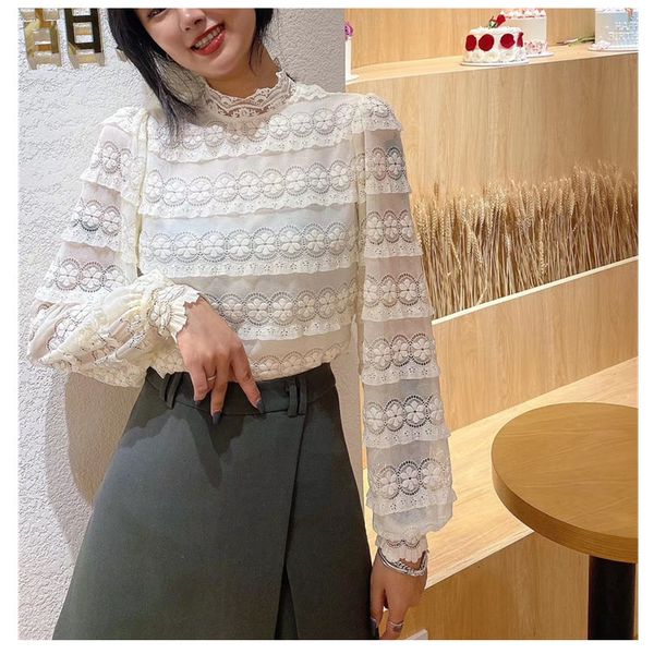 women's blouses & shirts lolita layers floral hook lace stand collar shirt kawaii korean lady feminine tee krpz, White
women's blouses & shirts lolita layers floral hook lace stand collar shirt kawaii korean lady feminine tee krpz, White