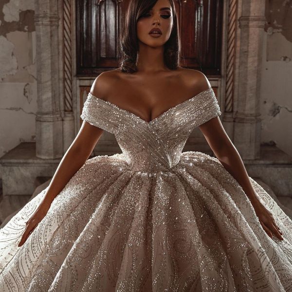 off the shoulder giltter wedding dress plus size dubai sequined ball gown chapel train bridal gowns customise vestido de novia, White
off the shoulder giltter wedding dress plus size dubai sequined ball gown chapel train bridal gowns customise vestido de novia, White