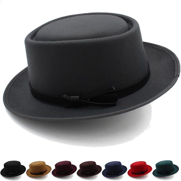 wide brim hats men's hat women's british jazz autumn and winter stage performance woolen flat belt black felt, Blue;gray
wide brim hats men's hat women's british jazz autumn and winter stage performance woolen flat belt black felt, Blue;gray