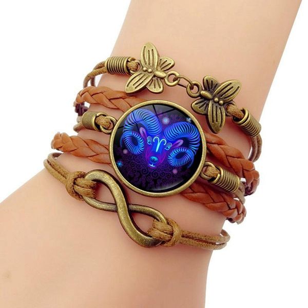 link, chain 12 zodiac sign woven leather bracelet aquarius pisces aries taurus constellation jewelry birthday gift, Black
link, chain 12 zodiac sign woven leather bracelet aquarius pisces aries taurus constellation jewelry birthday gift, Black