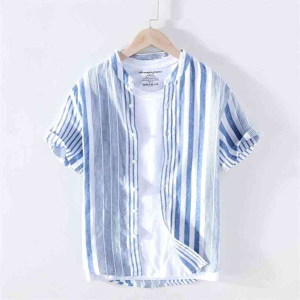 100% pure linen striped shirts short sleeve casual stand collar hemp man summer fashion breathable men's clothing 210626, White;black
100% pure linen striped shirts short sleeve casual stand collar hemp man summer fashion breathable men's clothing 210626, White;black
