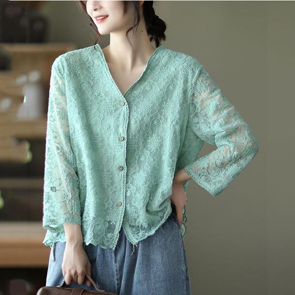 women's jackets summer literary cotton lace v-neck cardigan thin jacket female 2021 women loose all-match blouse sunscreen clothing s90, Black;brown
women's jackets summer literary cotton lace v-neck cardigan thin jacket female 2021 women loose all-match blouse sunscreen clothing s90, Black;brown
