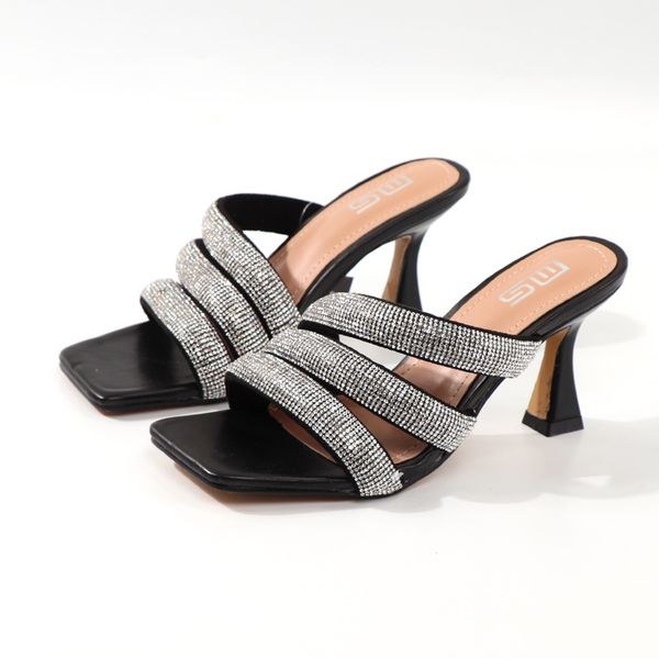 2021 european slippers american womens shoes summer rhinestone comfortable stiletto open toe nightclub sandals slippers1, Black
2021 european slippers american womens shoes summer rhinestone comfortable stiletto open toe nightclub sandals slippers1, Black