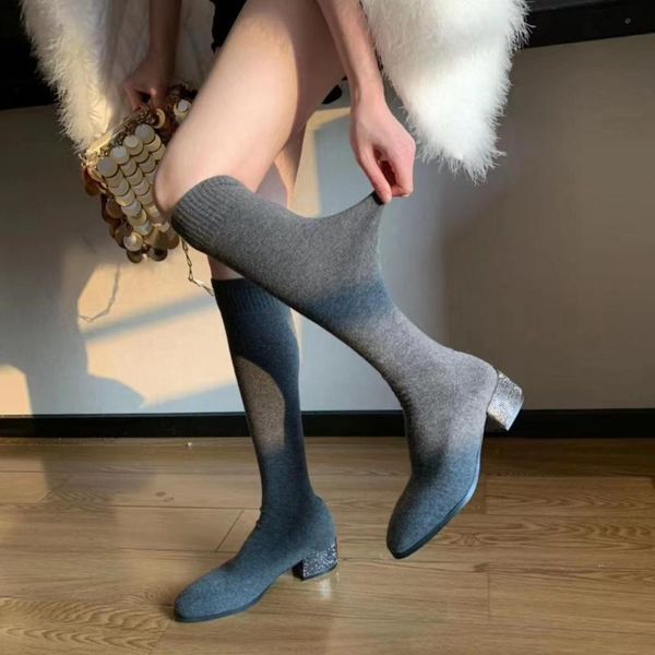 boots over the knee stretch round toe slip on thick mid heels rhinestone heeled fashion spring/autumn flats size 39, Black
boots over the knee stretch round toe slip on thick mid heels rhinestone heeled fashion spring/autumn flats size 39, Black