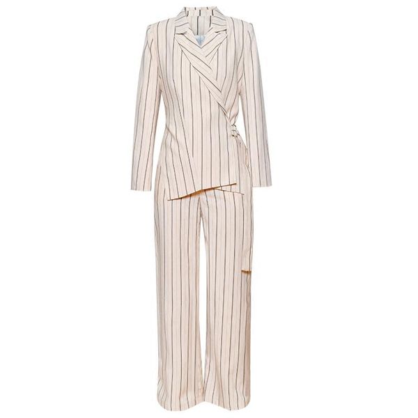 arrival women stripe designer classic sheath pant suits m3147 women's two piece pants, White
arrival women stripe designer classic sheath pant suits m3147 women's two piece pants, White