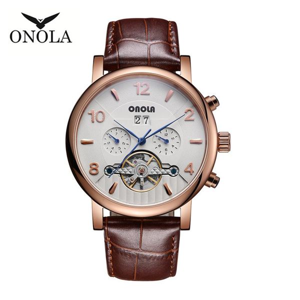 wristwatches onola on6802 brand men's mechanical wristwatch business formal dress leisure leather belt automatic clock, Slivery;brown
wristwatches onola on6802 brand men's mechanical wristwatch business formal dress leisure leather belt automatic clock, Slivery;brown