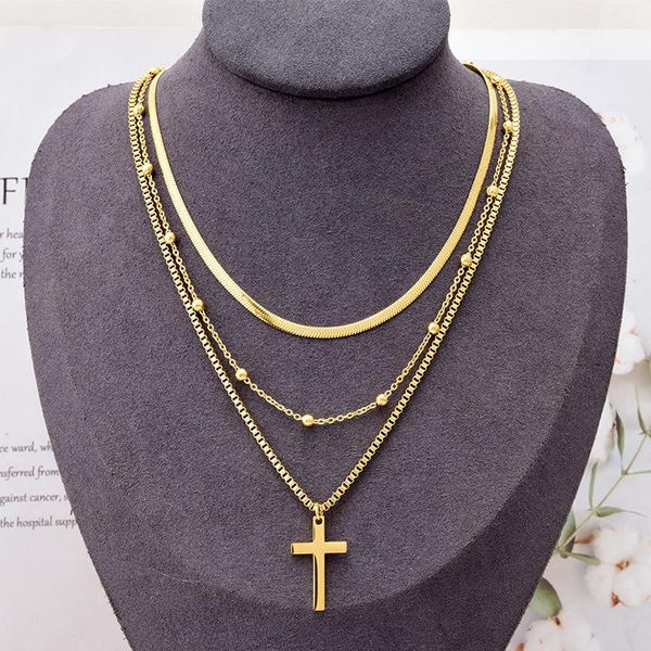 pendant necklaces necklace 2021 ladies fashion multilayer stainless steel cross snake bone round bead chain jewelry women, Silver
pendant necklaces necklace 2021 ladies fashion multilayer stainless steel cross snake bone round bead chain jewelry women, Silver