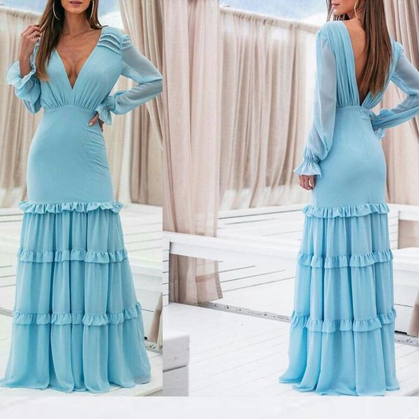 party dresses cocktail v-neck slim ruffle long sleeve backless prom evening robes de soire ball gown, White;black
party dresses cocktail v-neck slim ruffle long sleeve backless prom evening robes de soire ball gown, White;black