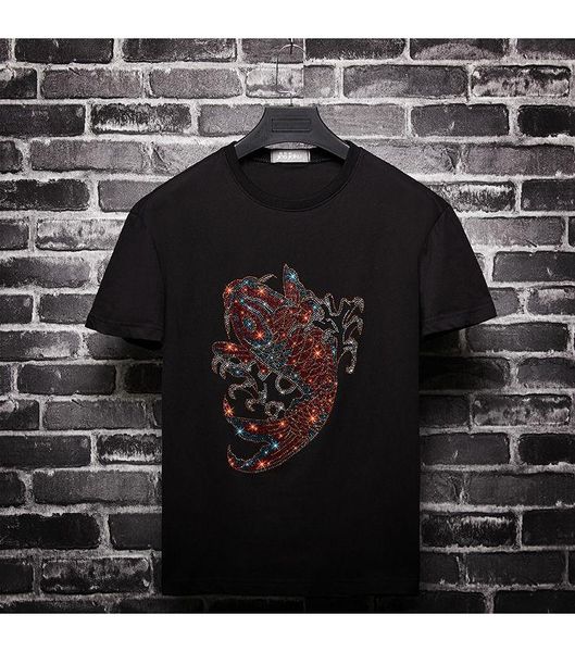 women's t-shirt 2021 british style animal rhinestones t shirts men and women summer clothes short sleeve streetwear o neck slim tshirts, White
women's t-shirt 2021 british style animal rhinestones t shirts men and women summer clothes short sleeve streetwear o neck slim tshirts, White