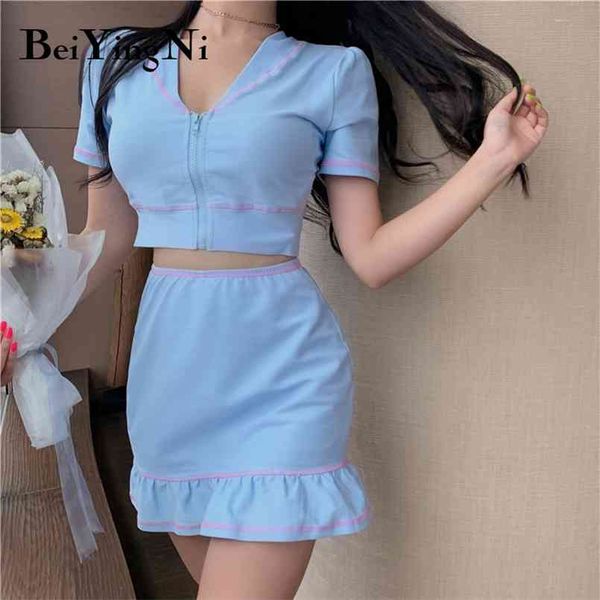 women's sets solid color slim elegant club party 2 piece set women short sleeve crop mini skirt pink casual 210506, White
women's sets solid color slim elegant club party 2 piece set women short sleeve crop mini skirt pink casual 210506, White