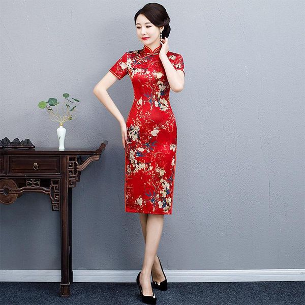 knee length red lady satin chinese dresses bride wedding party straight qipao skirt slim sweet print floral spring cheongsam ethnic clothing
knee length red lady satin chinese dresses bride wedding party straight qipao skirt slim sweet print floral spring cheongsam ethnic clothing