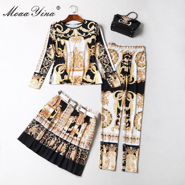 fashion designer runway set spring women long sleeve print belt half skirt retro slim t-shirt+pencil pants 3 sets 210524, White
fashion designer runway set spring women long sleeve print belt half skirt retro slim t-shirt+pencil pants 3 sets 210524, White