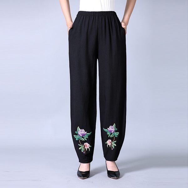 women's pants & capris vintage floral embroidery wide leg female high waist trousers casual spring summer loose cotton linen plus, Black;white
women's pants & capris vintage floral embroidery wide leg female high waist trousers casual spring summer loose cotton linen plus, Black;white