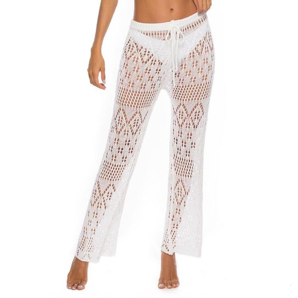 long solid fashion summer cover up crochet knitted beach holiday breathable out wide leg loose women pants 2021 women's swimwear, White;black
long solid fashion summer cover up crochet knitted beach holiday breathable out wide leg loose women pants 2021 women's swimwear, White;black