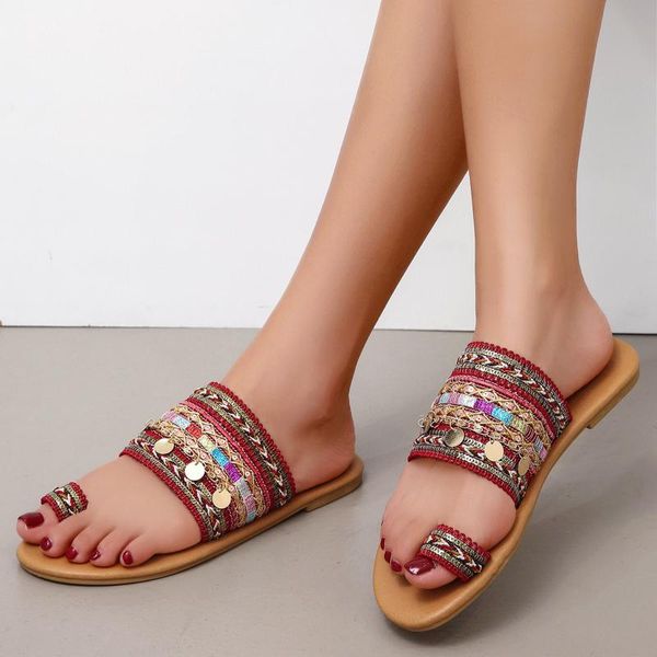 sandals summer ethnic style beach slippers women's flat bottom retro toe bosden large outdoor, Black
sandals summer ethnic style beach slippers women's flat bottom retro toe bosden large outdoor, Black