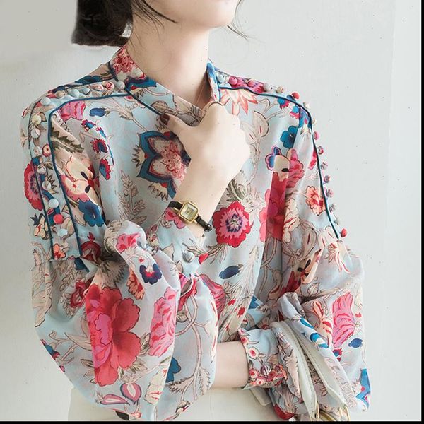 floral print women blouses chiffon blouse long sleeve lantern office lady casual summer female loose shirts, White
floral print women blouses chiffon blouse long sleeve lantern office lady casual summer female loose shirts, White