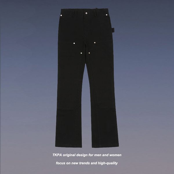tkpa american high street micro la black straight casual pants zipper design horn overalls men's and women's fashion brand, White;black
tkpa american high street micro la black straight casual pants zipper design horn overalls men's and women's fashion brand, White;black