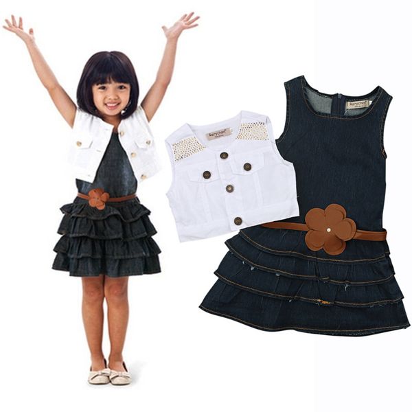 childrens european and american summer girl denim jacket dress summer short sleeve dress suit kids clothes, Red;yellow
childrens european and american summer girl denim jacket dress summer short sleeve dress suit kids clothes, Red;yellow
