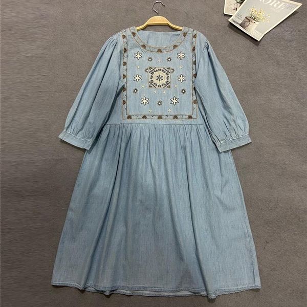 casual dresses fairynatural female retro embroidery floral denim dress 2021 summer ladies japanese style loose three quarter sleeve, Black;gray
casual dresses fairynatural female retro embroidery floral denim dress 2021 summer ladies japanese style loose three quarter sleeve, Black;gray