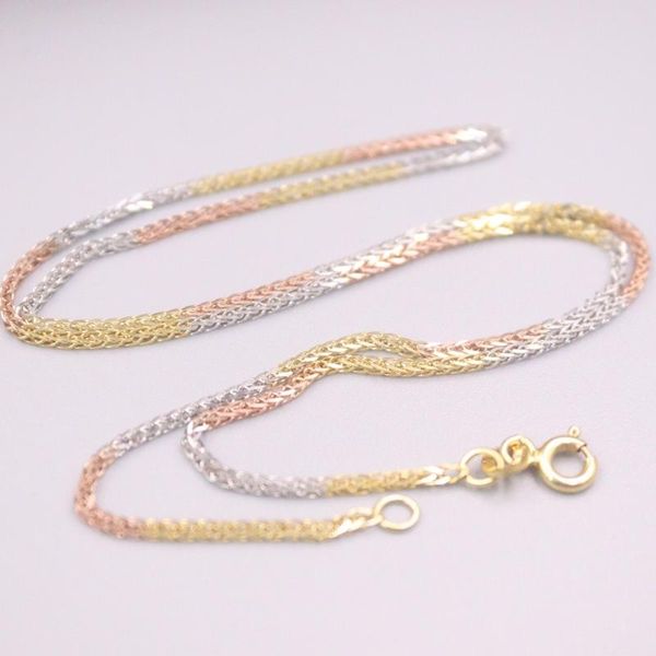 chains au750 real 18k multi-tone gold chain neckalce for women female 1.2mm color wheat link choker necklace 16''l gift, Silver
chains au750 real 18k multi-tone gold chain neckalce for women female 1.2mm color wheat link choker necklace 16''l gift, Silver