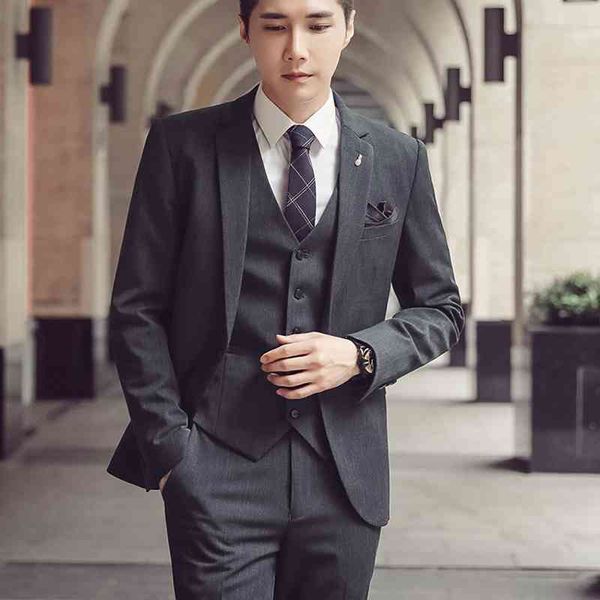suit men's three piece korean slim fit business casual suit groom's wedding dress summer, White;black
suit men's three piece korean slim fit business casual suit groom's wedding dress summer, White;black