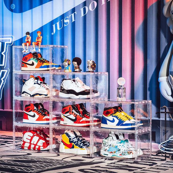 thickened plastic shoebox shoes rack folding combination cabinet clear pet display case for aj sneakers sports shoes organizer x0803
thickened plastic shoebox shoes rack folding combination cabinet clear pet display case for aj sneakers sports shoes organizer x0803
