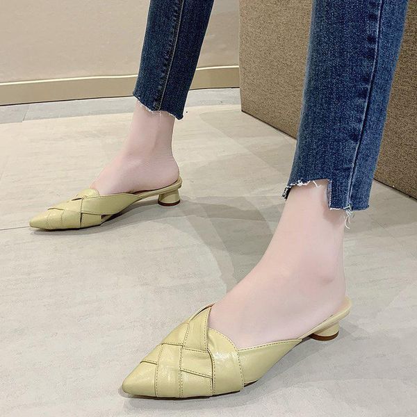 slippers women weave pu spring summer pointed toe round heel low heels females slides solid fashion footwear plus size 35-40, Black
slippers women weave pu spring summer pointed toe round heel low heels females slides solid fashion footwear plus size 35-40, Black