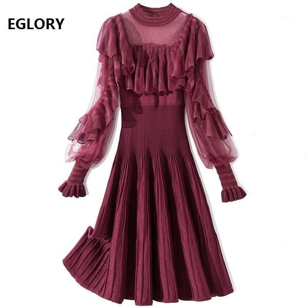 casual dresses sweater dress 2021 autumn winter runway designer women lurex yarn knitting ruffle lace patchwork long sleeve knitted, Black;gray
casual dresses sweater dress 2021 autumn winter runway designer women lurex yarn knitting ruffle lace patchwork long sleeve knitted, Black;gray