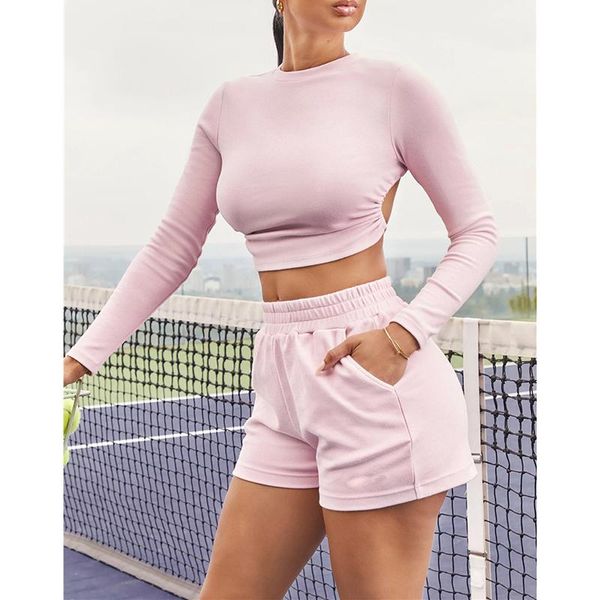 women's tracksuits casual backless o neck loose two piece set women bandage solid color long-sleeved + short outfits slim streetwea, Gray
women's tracksuits casual backless o neck loose two piece set women bandage solid color long-sleeved + short outfits slim streetwea, Gray