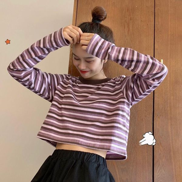 long sleeve crop t shirt women striped korean style loose ropa mujer kawaii fall clothes plus size student 2021 women's t-shirt, White
long sleeve crop t shirt women striped korean style loose ropa mujer kawaii fall clothes plus size student 2021 women's t-shirt, White