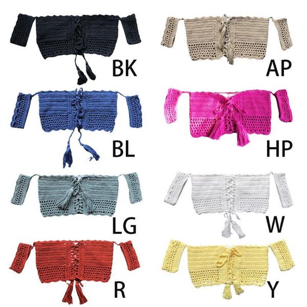 one-piece suits 40gc womens handmade crochet crop hollow out off shoulder short sleeve bikini cover up solid color cross drawstring knit
one-piece suits 40gc womens handmade crochet crop hollow out off shoulder short sleeve bikini cover up solid color cross drawstring knit