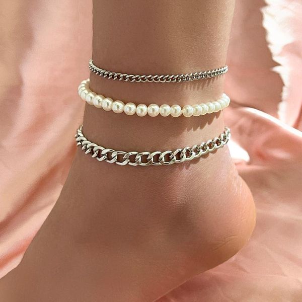 anklets classic silver color cuban chain bohemian imitation pearl ankle bracelets for women summer beach anklet jewelry female, Red;blue
anklets classic silver color cuban chain bohemian imitation pearl ankle bracelets for women summer beach anklet jewelry female, Red;blue