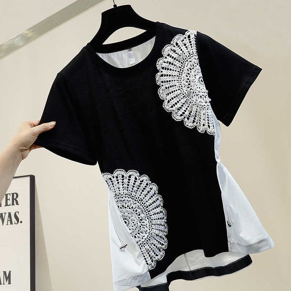lady summer solid color crochet lace flower patchwork lace embroidery blouse chic vintage 210601, White
lady summer solid color crochet lace flower patchwork lace embroidery blouse chic vintage 210601, White