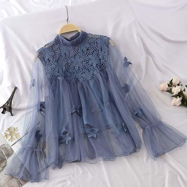 women's blouses & shirts summer korean lady women two-piece set fairy long sleeve tranparent shirt crochet lace ruffle mesh, White
women's blouses & shirts summer korean lady women two-piece set fairy long sleeve tranparent shirt crochet lace ruffle mesh, White
