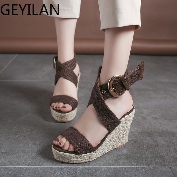 bohemian women's shoes open toe woven cake thick platform waterproof high heel wedge with roman sandals, Black
bohemian women's shoes open toe woven cake thick platform waterproof high heel wedge with roman sandals, Black