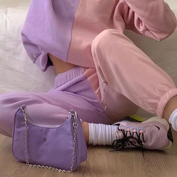contrast elastic waist patchwork women capri casual fitness jogger harajuku skinny pink sweatpants baggy high harem, Black;white
contrast elastic waist patchwork women capri casual fitness jogger harajuku skinny pink sweatpants baggy high harem, Black;white