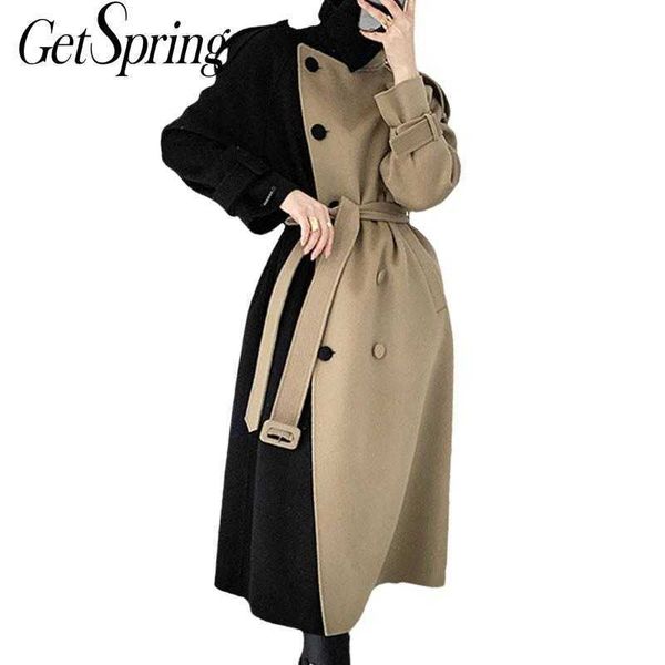 getspring women wool coat bandage patchwork double breasted woolen asymmetry vintage long s s winter 210601, Black
getspring women wool coat bandage patchwork double breasted woolen asymmetry vintage long s s winter 210601, Black