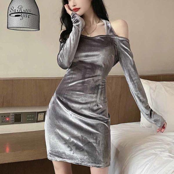 halter long sleeve expose clavicle velvet sheath dress strapless hip autumn solid side split bodycon for women 12340 210427, Black;gray
halter long sleeve expose clavicle velvet sheath dress strapless hip autumn solid side split bodycon for women 12340 210427, Black;gray
