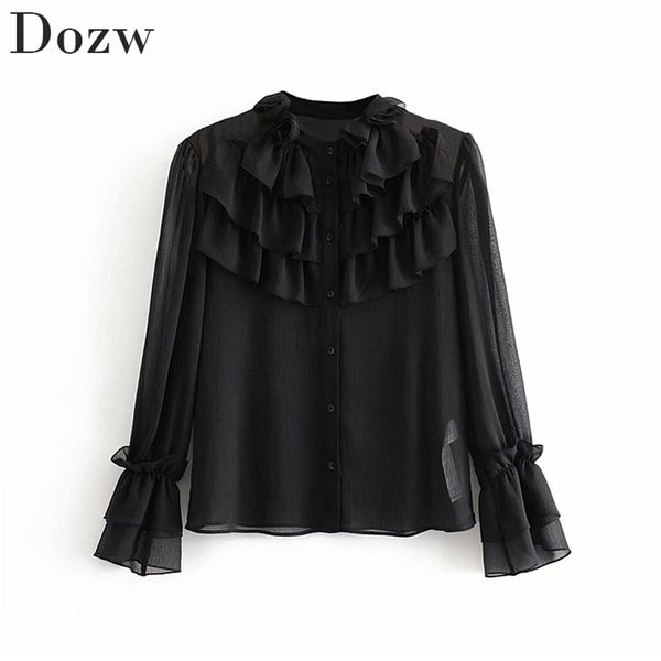 stylish ruffle black blouse women elegant flare long sleeve solid see through chiffon shirt tunic chemisier femme 210515, White
stylish ruffle black blouse women elegant flare long sleeve solid see through chiffon shirt tunic chemisier femme 210515, White