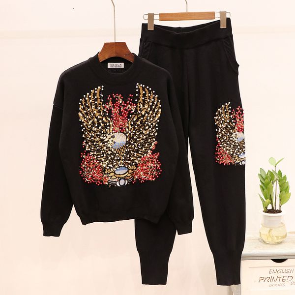 pant autumn fashion loose tracksuit beading sequins long sleeve knitted sweater + casual pencil pants women two piece set, White
pant autumn fashion loose tracksuit beading sequins long sleeve knitted sweater + casual pencil pants women two piece set, White