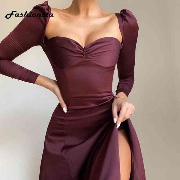 low cut midi dress solid party club bodycon strapless high split dresses women spring autumn casual vestidos 2021 210325, Black;gray 
low cut midi dress solid party club bodycon strapless high split dresses women spring autumn casual vestidos 2021 210325, Black;gray