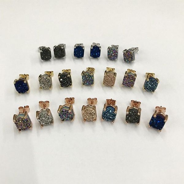 stud eyika 10 pairs shinny druzy mini hexagon shape copper four claw earrings rose gold plated colorful opal drusy jewelry, Golden;silver
stud eyika 10 pairs shinny druzy mini hexagon shape copper four claw earrings rose gold plated colorful opal drusy jewelry, Golden;silver