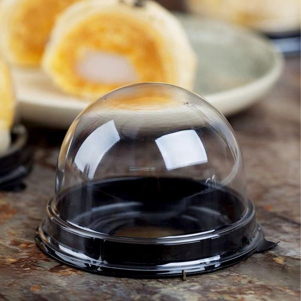 50pcs round egg-yolk puff mooncake box transparent packing (gold) gift wrap