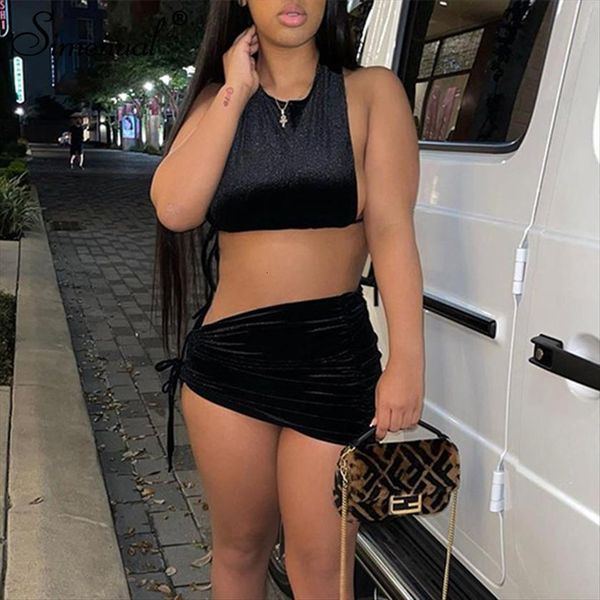 velvet halter backless bandage two womens tracksuits piece sets midnight clubwear outfits crop and drawstring skirt matching set, Gray
velvet halter backless bandage two womens tracksuits piece sets midnight clubwear outfits crop and drawstring skirt matching set, Gray