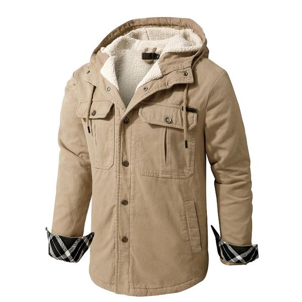 men's jackets us foreign trade large plush thickened hooded solid color shirt cashmere jacket winter cotton, Black;brown
men's jackets us foreign trade large plush thickened hooded solid color shirt cashmere jacket winter cotton, Black;brown